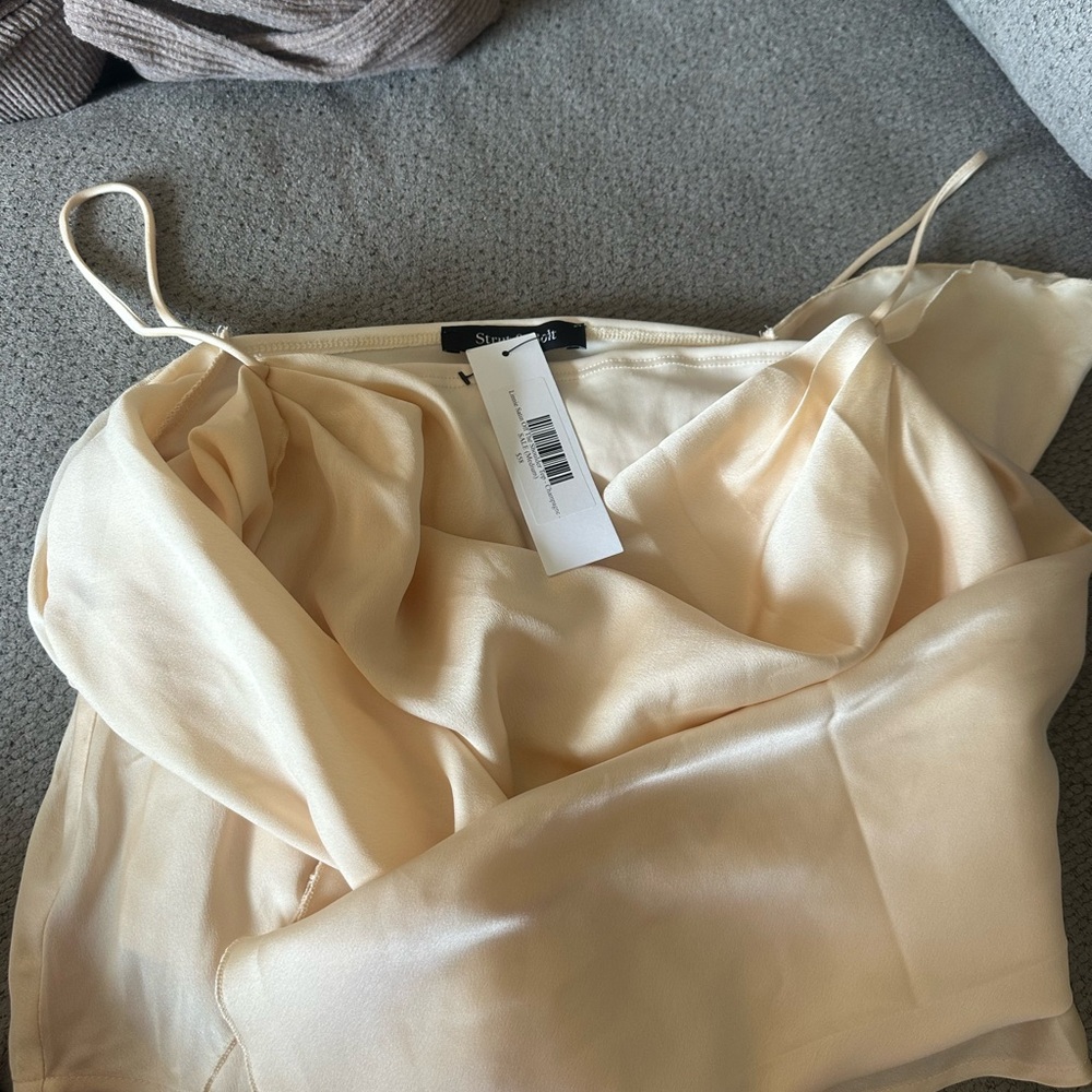 Cream Satin Cowl Neck Camisole Top